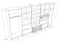 Bianka 2 szekrénysor 360 cm méretrajz